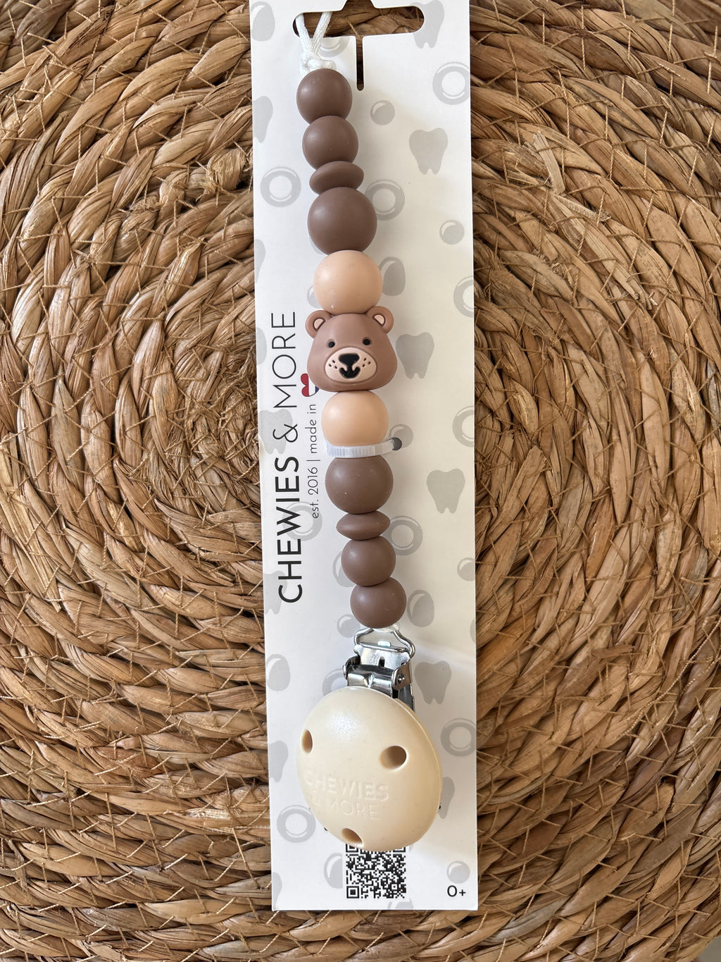 Attache sucette ourson (2 couleurs)