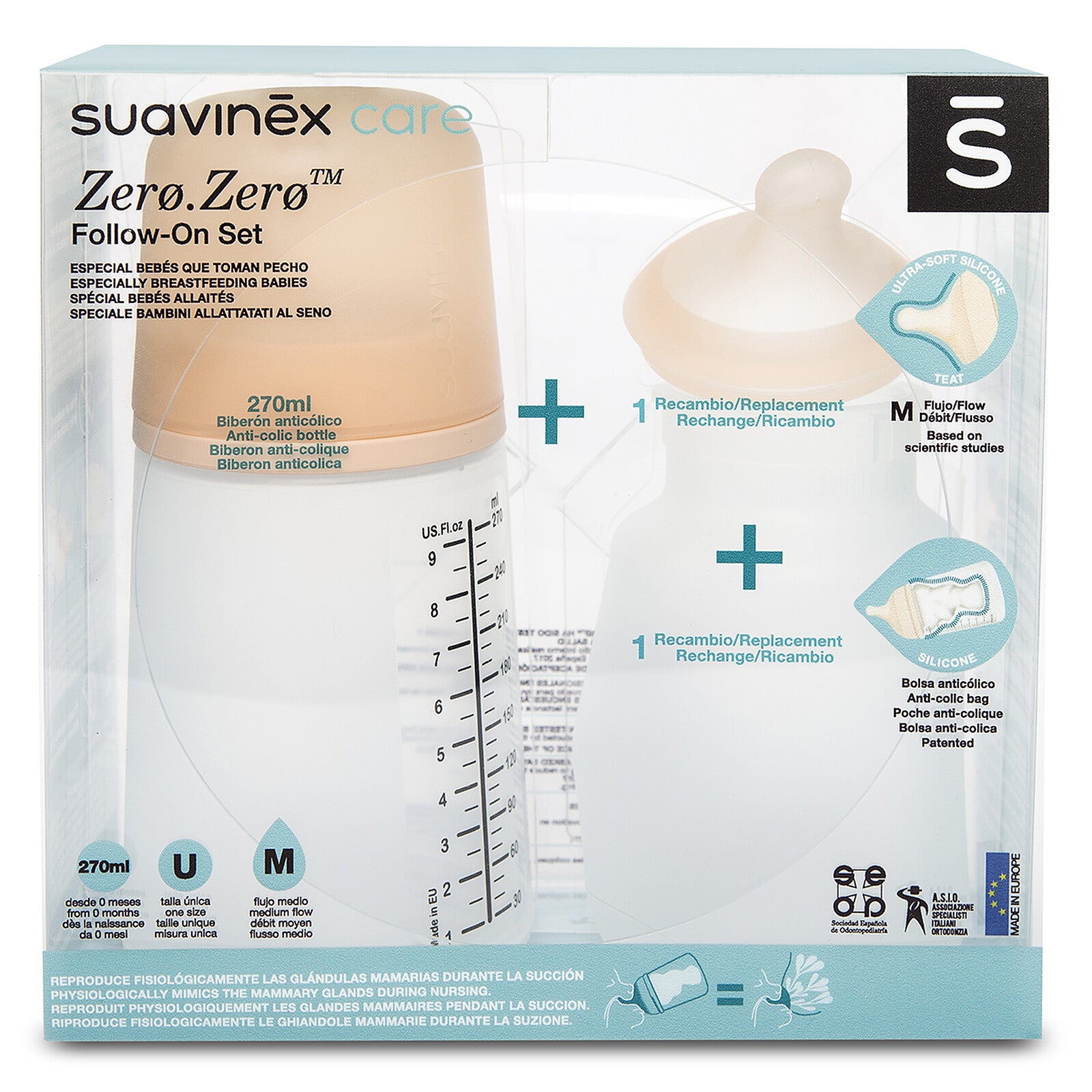 Set ZeroZero avec biberon anti-colique 270 ml SUAVINEX