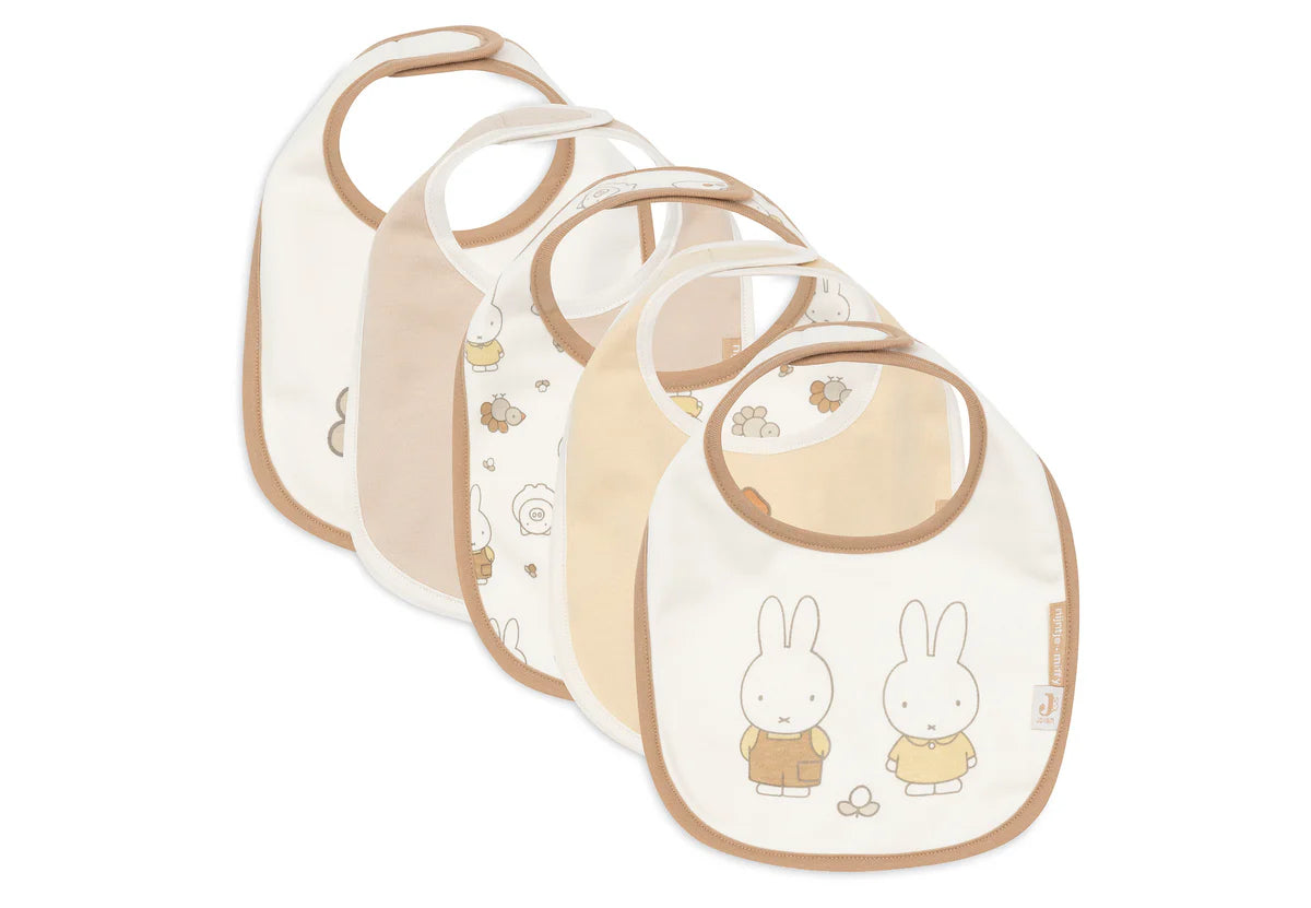 Lot de 5 bavoirs Jersey Imperméables - Miffy Family Farm - JOLLEIN