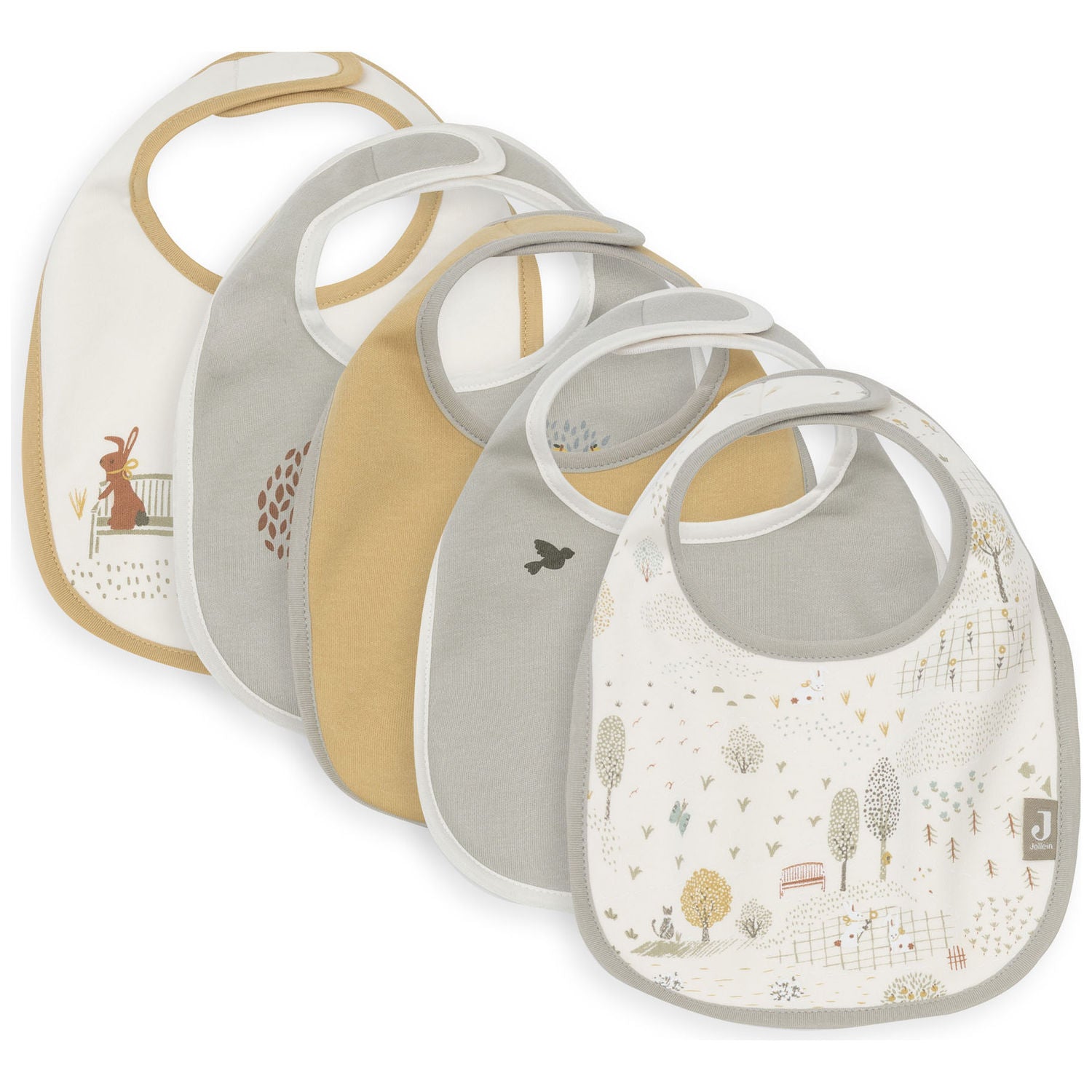 Lot de 5 bavoirs imperméables Tiny Park - JOLLEIN