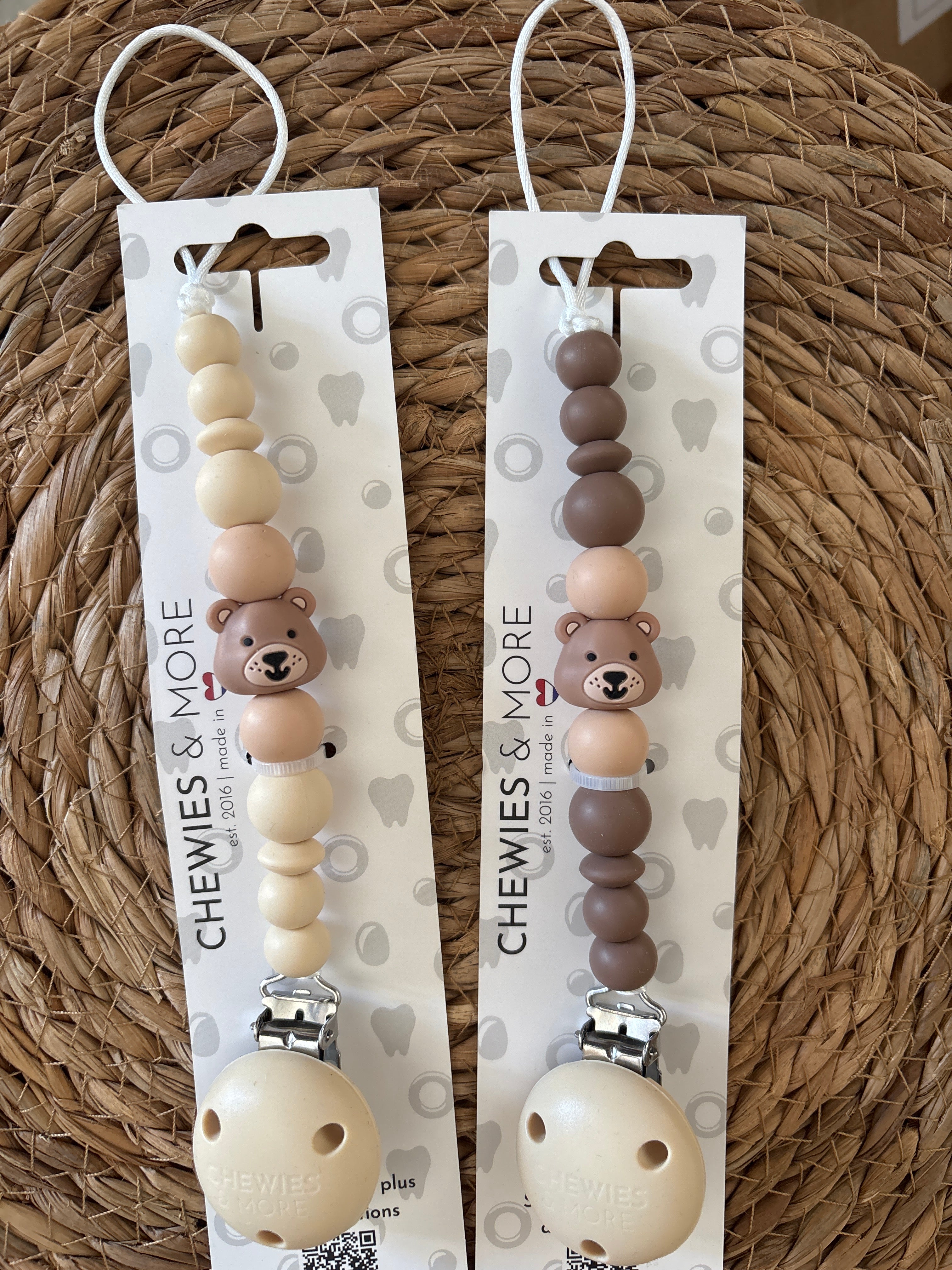 Attache sucette ourson (2 couleurs)
