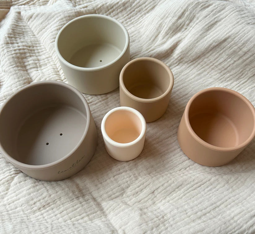 Gobelets empilables, beige, Silicone - LEO ET LEA