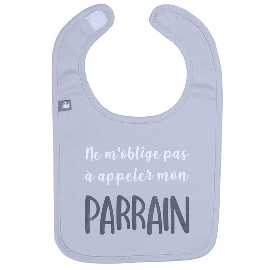 Bavoir "Ne m'oblige pas à appeler mon parrain" Gris Clair