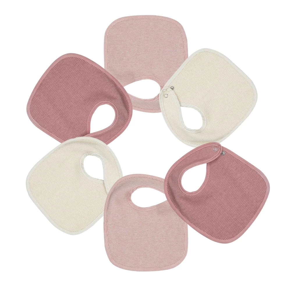 Lot de 6 bavoirs naissance - nid d'abeille rose