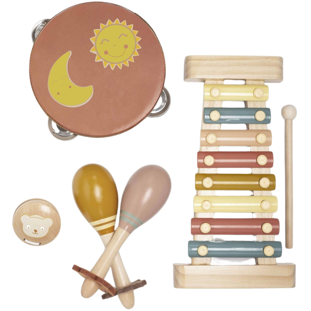 Coffret musical en bois 4 instruments