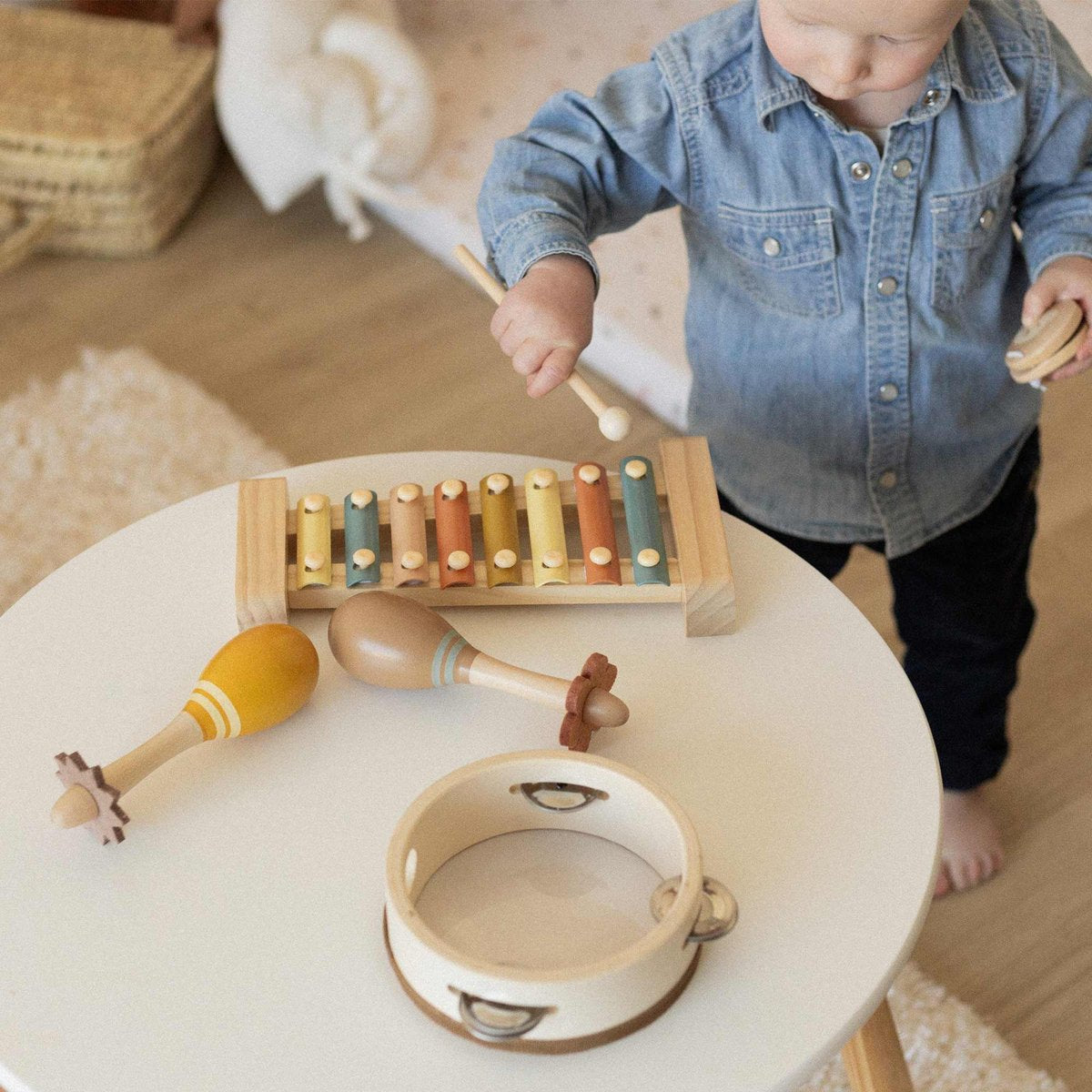 Coffret musical en bois 4 instruments
