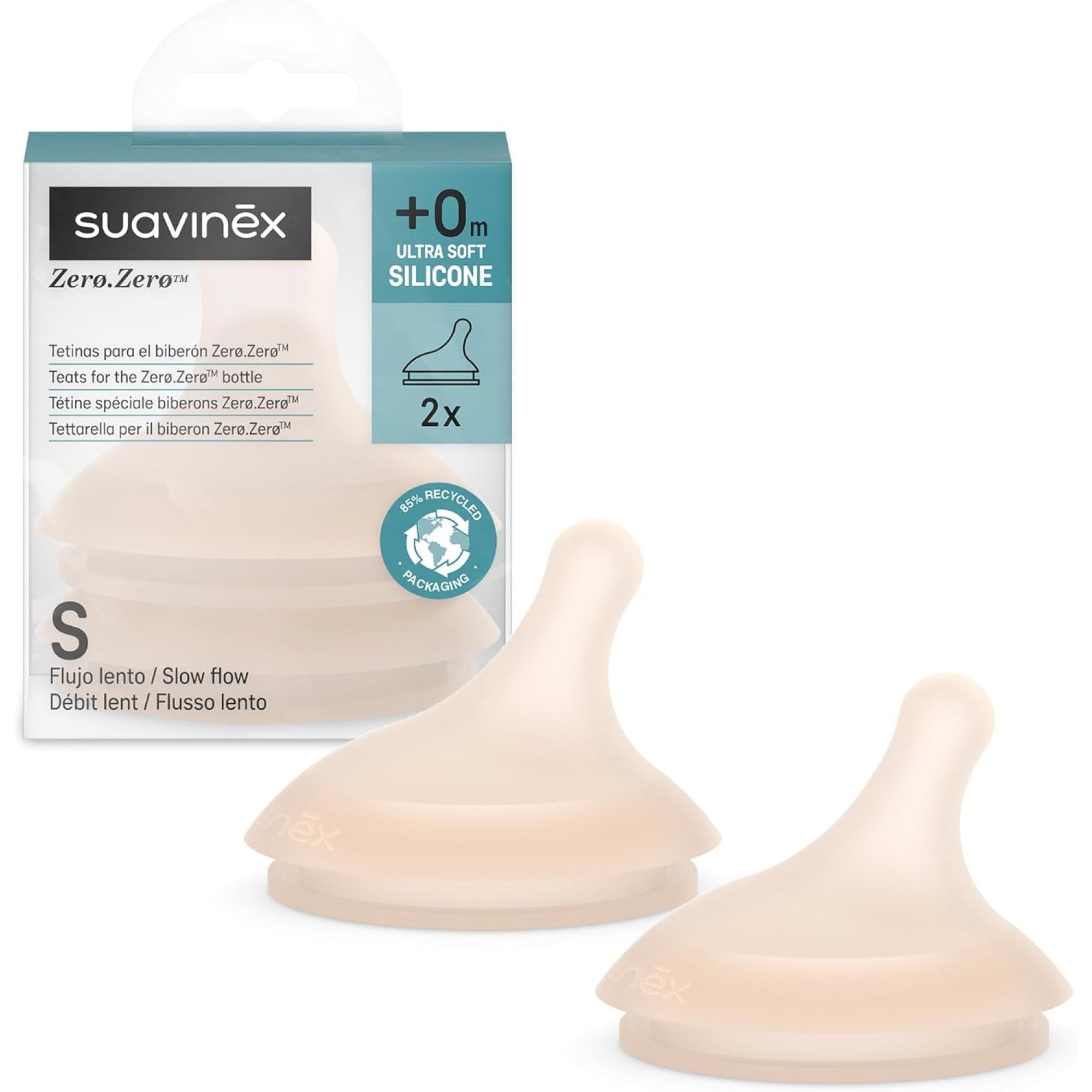 Lot de 2 tétines anti-colique pour biberon Zerø.Zerø - SUAVINEX (existe en 4 débits)