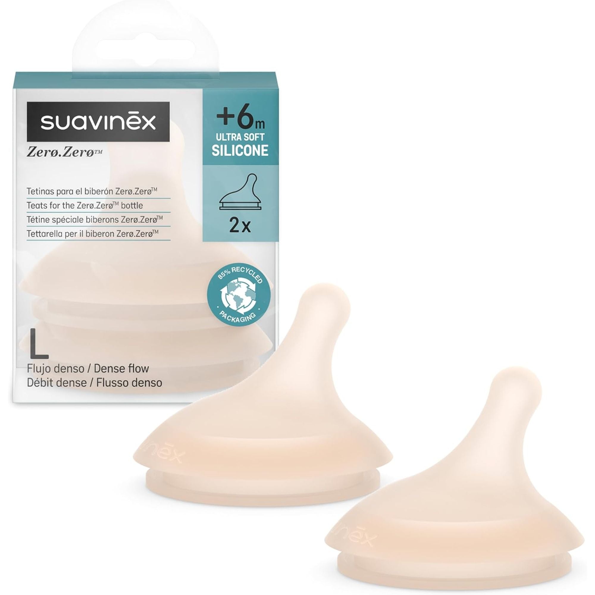 Lot de 2 tétines anti-colique pour biberon Zerø.Zerø - SUAVINEX (existe en 4 débits)
