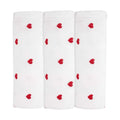 langes gaze de coton small 70x70cm - petit coeur rouge - lot de 3