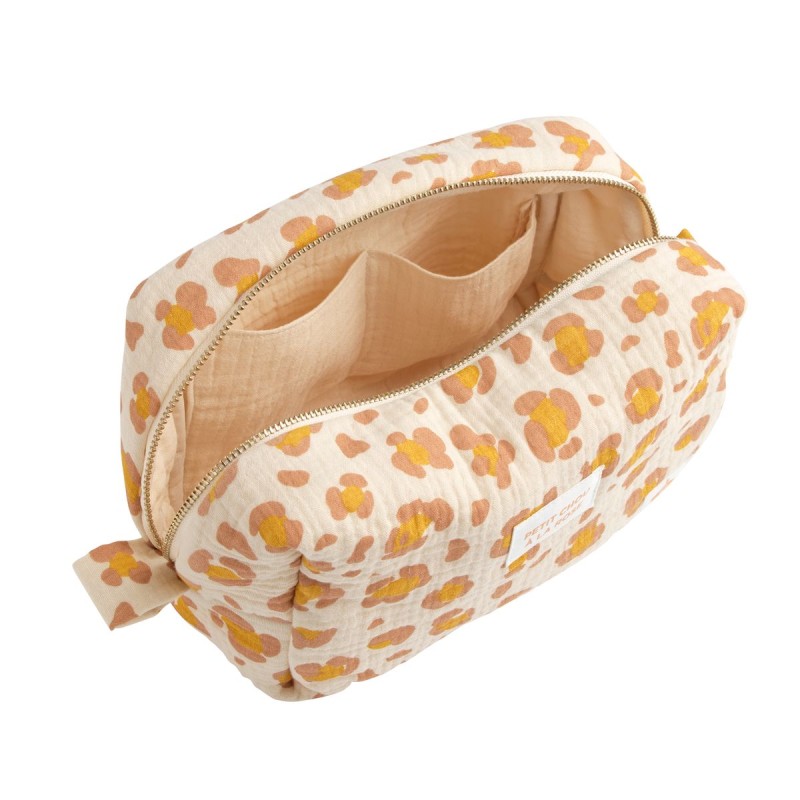 Trousse de toilette en gaze de coton imprimé léopard "Petit Chou"